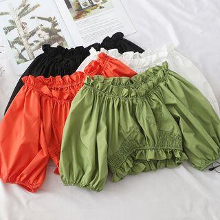 Off-shoulder Puff-sleeve Crop Top