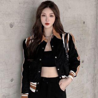 Long-sleeve Striped Cropped Jacket