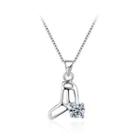 925 Sterling Silver Elegant Fashion Crystal Shoes Pendant And Necklace With Cubic Zircon Silver - One Size
