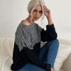 Long Sleeve Two Tone Knit Top