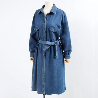 Double Pocketed Denim Long Coat