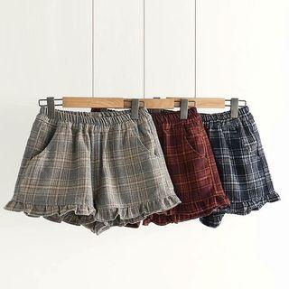 Plaid Frill Hem Shorts