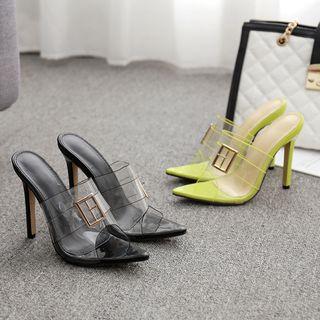 Buckled Clear Panel High Heel Sandals