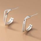 Layered Sterling Silver Open Hoop Earring 1 Pair - S925 Silver - Silver - One Size