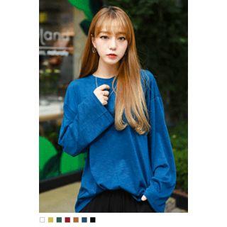 Wide-sleeve Colored T-shirt