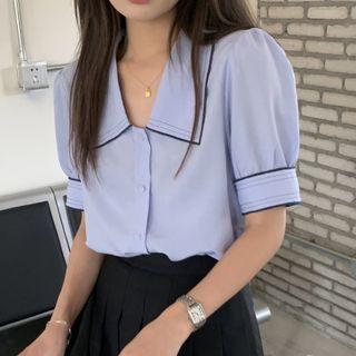 Puff-sleeve Peter Pan-collar Shirt