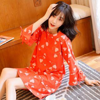 Printed 3/4-sleeve Sleep Dress