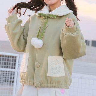 Faux Fur Collar Button Coat