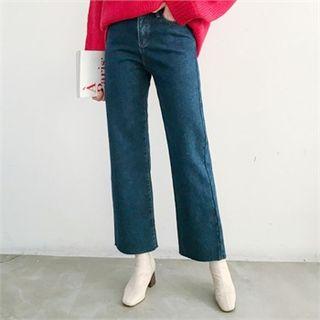Pile Lined Wide-leg Jeans