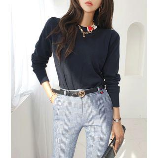 Crewneck Contrast-trim Sweater