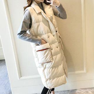 Double Breasted Padded Long Vest