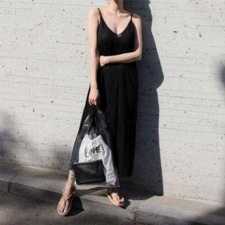 Spaghetti-strap Knit Maxi Pinafore Dress