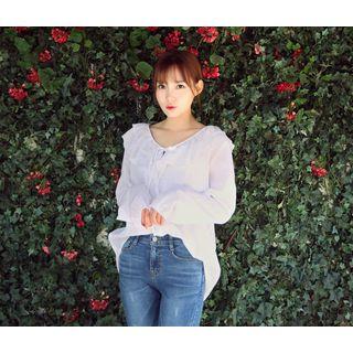 Ruffle-yoke Tie-detail Blouse