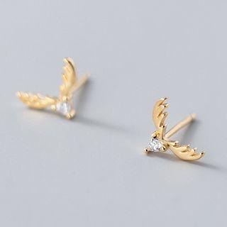 Deer Horn Rhinestone Sterling Silver Earring