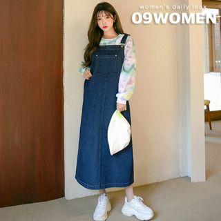 Plus Size Denim Maxi Overall Dress