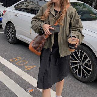 Long-sleeve A-line Dress / Zip Jacket