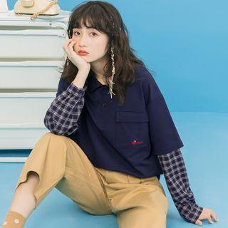 Mock Two-piece Polo Sweatshirt