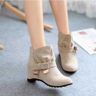 Bow Accent Hidden Wedge Boots