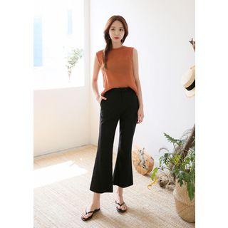 Linen Blend Boot-cut Dress Pants