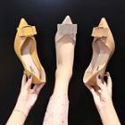 Bow-accent Kitten-heel Pointy-toe Pumps