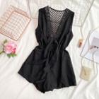 Lace Trim Sleeveless Playsuit