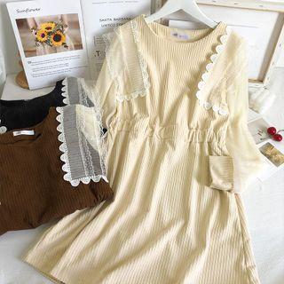 Mesh-panel Colorblock Mini Dress