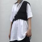 Asymmetrical Plain Vest Black - One Size
