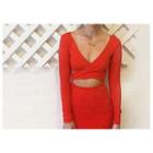 Long-sleeve Cut Out Bodycon Dress