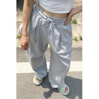 Couple Drawstring Pleated Sweatpants