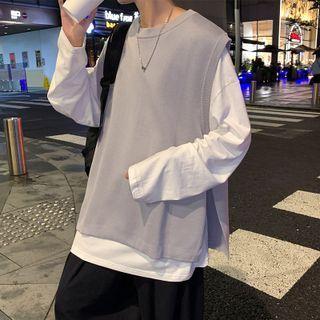 Slit Round Neck Knit Vest