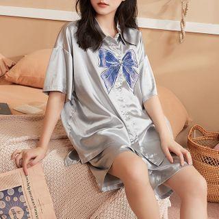 Loungewear Set : Short-sleeve Bow Top + Shorts