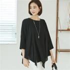 Asymmetric-hem Chiffon-panel Blouse