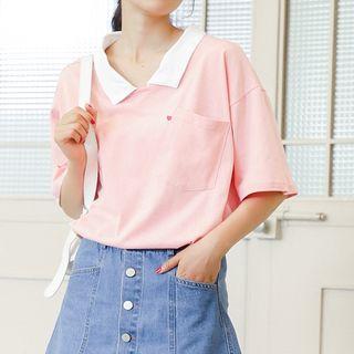 Contrast Collar Short-sleeve T-shirt