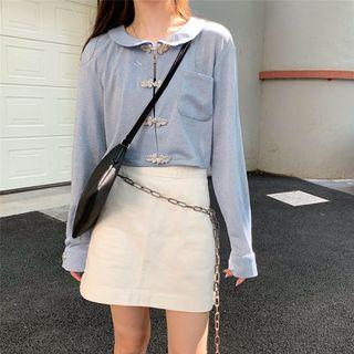 Knot Button Blouse As Shown In Figure - One Size