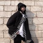 Houndstooth Faux Shearling Coat As Shown In Figure - One Size