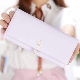 Faux Pearl Faux Leather Long Wallet