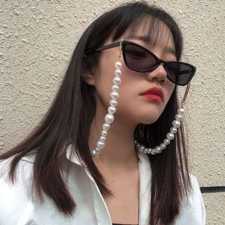 Asymmetric Faux Pearl Eyeglasses Chain 0021 - Gold - One Size
