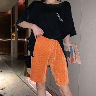 High-waist Straight-cut Chiffon Shorts