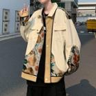 Floral Embroidered Panel Cargo Jacket