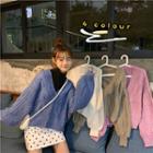 Puff Sleeve V-neck Cable Knit Cardigan