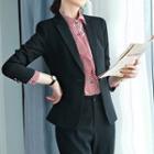 Slim-fit Dress Pants / Mini Pencil Skirt / Striped Shirt / Buttoned Blazer