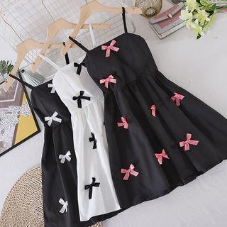 Color Block Bow Spaghetti-strap Dress