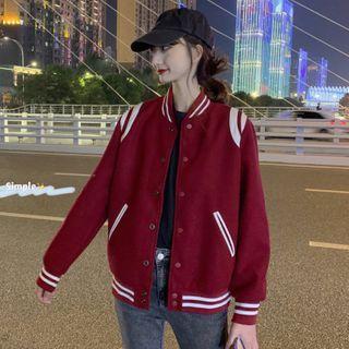 Striped Panel Baseball Jacket