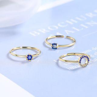 Rhinestone Open Ring Open Ring - Set Of 3 - Gold - One Size