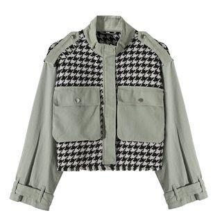 Houndstooth Panel Cropped Jacket