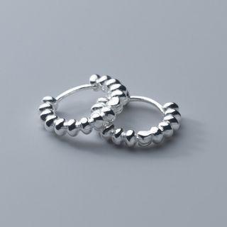 Bead Sterling Silver Hoop Earring 1 Pair - Silver - One Size