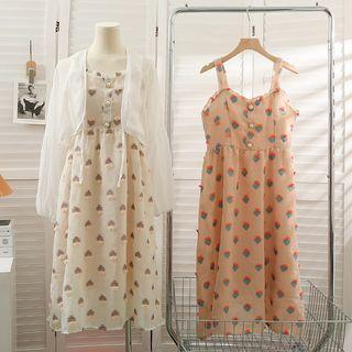 Flower-accent Sleeveless Miid Dress