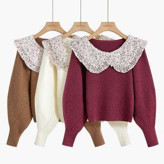 Floral Collar Sweater