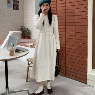 Long Sleeve Plain Cross Strap Dress