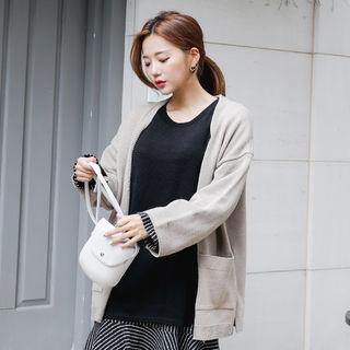 Dual-pocket Open Knit Cardigan